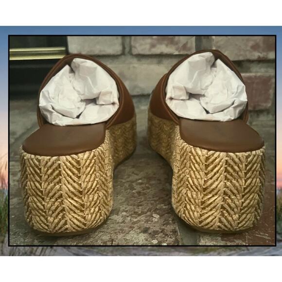 Free People Tan Woven Raffia Harbor Platform Sandal Size 8 - Picture 4 of 9